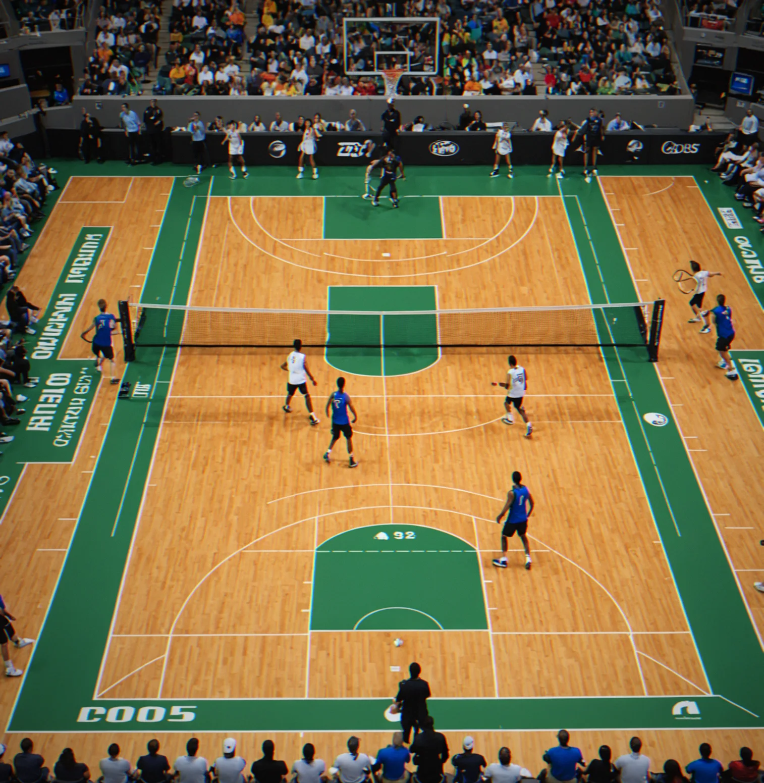 Full view of the court with everyine in position