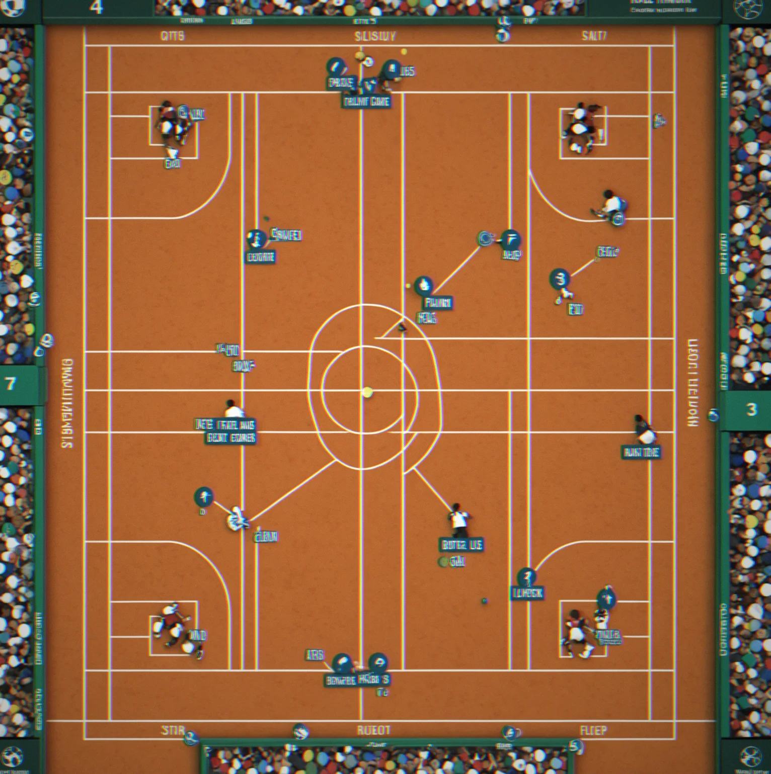Overhead court diagram showing player rotation timing and position swaps